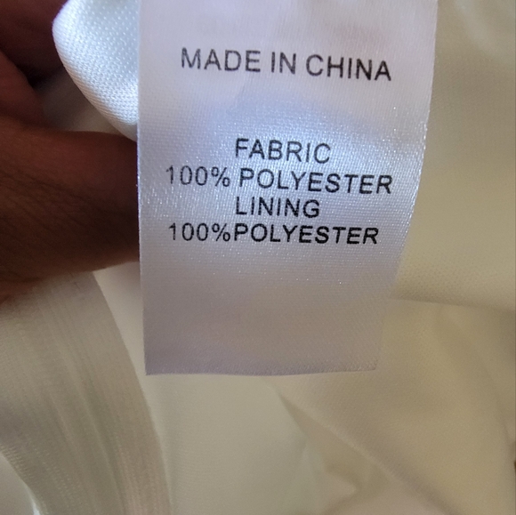 Sexy white polk-a-dot cocktail dress w/ sheer sleeves. Size L.(8/10). New - Picture 9 of 14